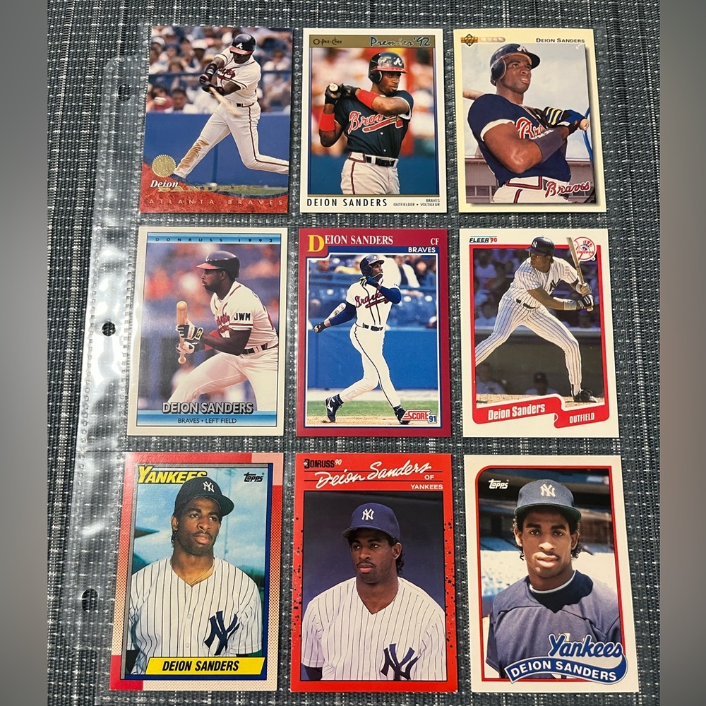 ⚾️ Deion Sanders MLB Baseball Sports Trading Cards, Lot of 9